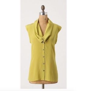 Fei Anthropologie Buttondown Cowlneck Blouse